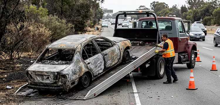 Fire-Damaged Wrecked Car Removal in Memphis